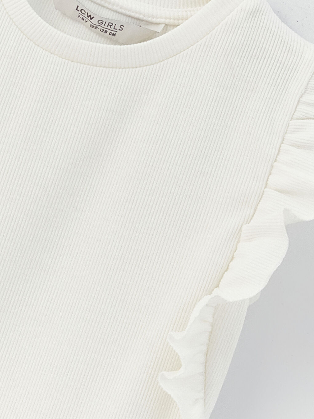 Beyaz Bisiklet Yaka Kız Çocuk Bluz ve Etek-5