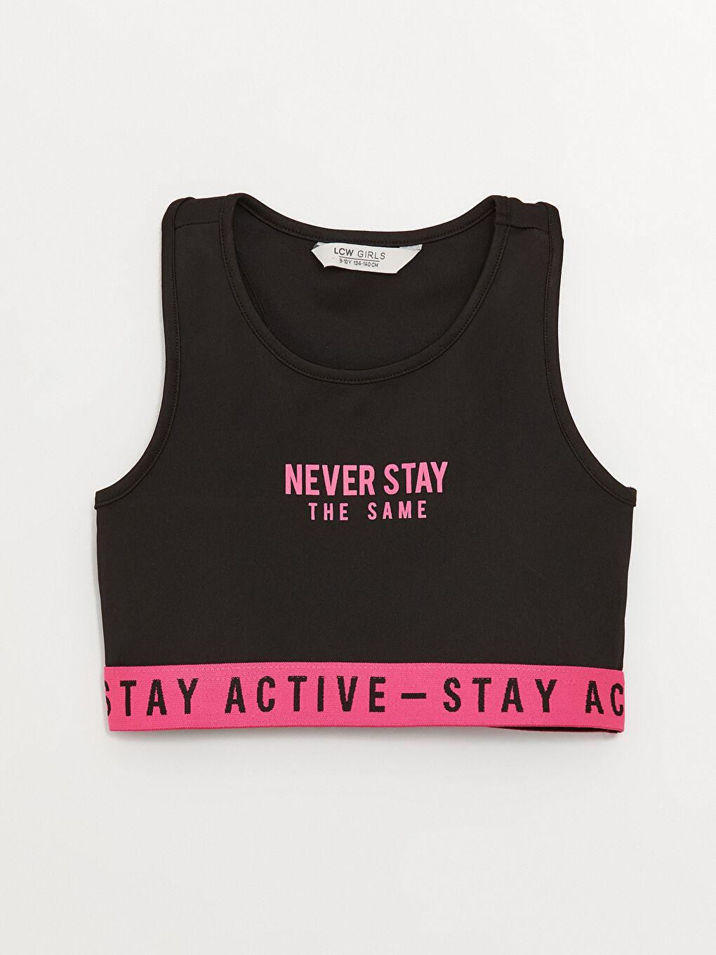 Siyah Bisiklet Yaka Baskılı Kız Çocuk Büstiyer ve Tayt-1