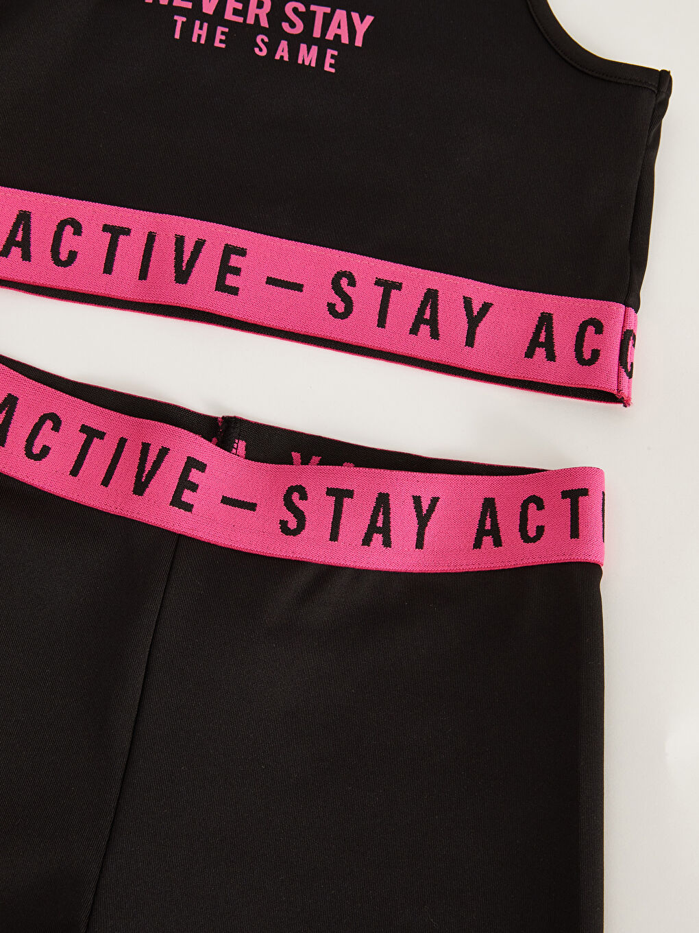 Siyah Bisiklet Yaka Baskılı Kız Çocuk Büstiyer ve Tayt-3