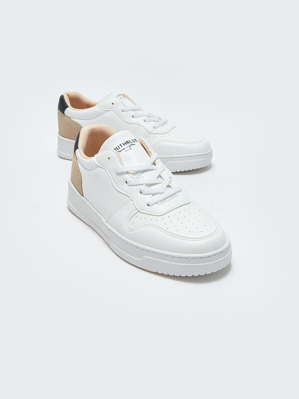 Beyaz Bağcıklı Renk Bloklu Erkek Spor Ayakkabı-2