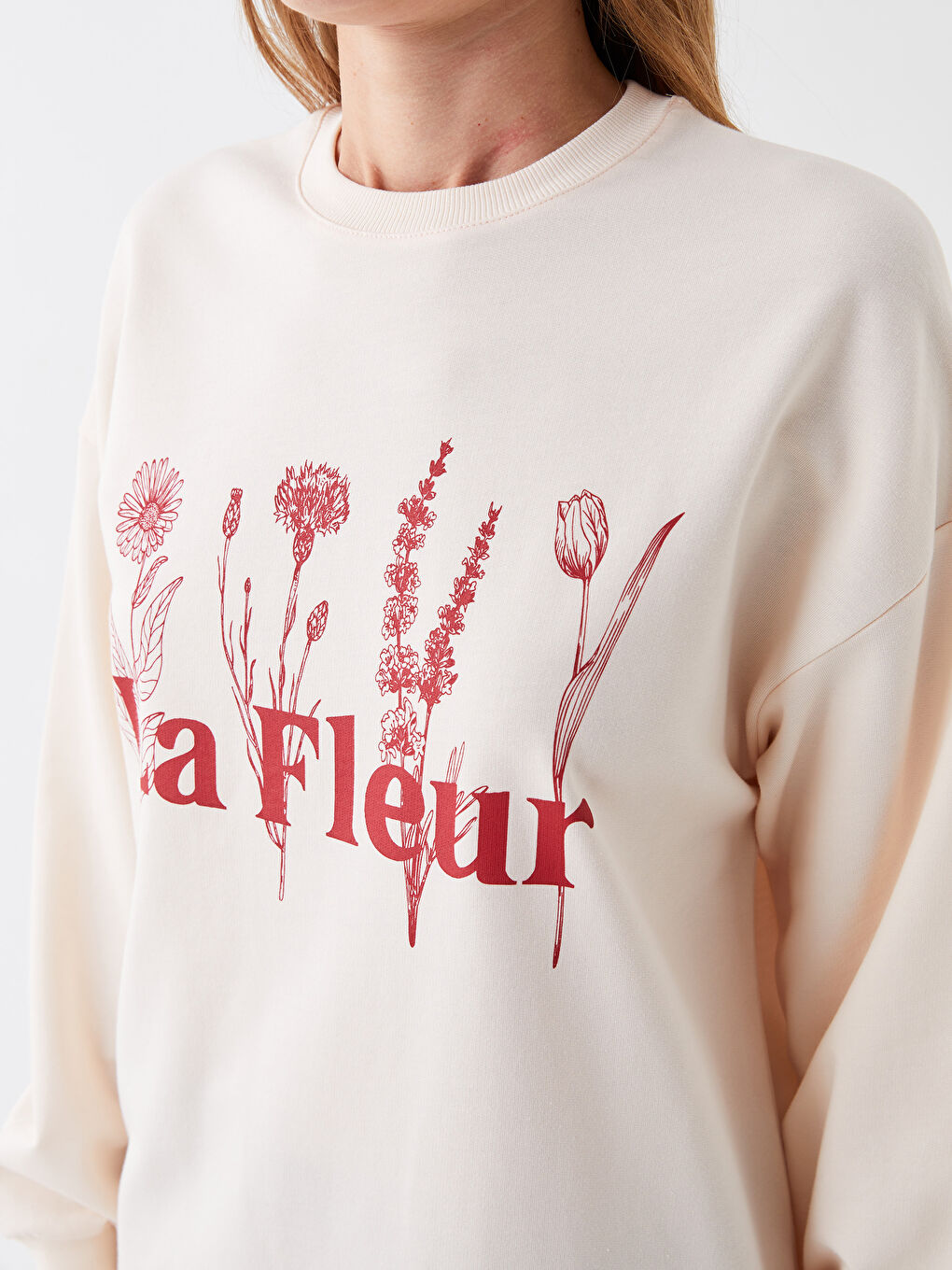 Tunique Sweatshirt Oversize à Manches Longues Imprimée pour Femmes avec Col Rond-3