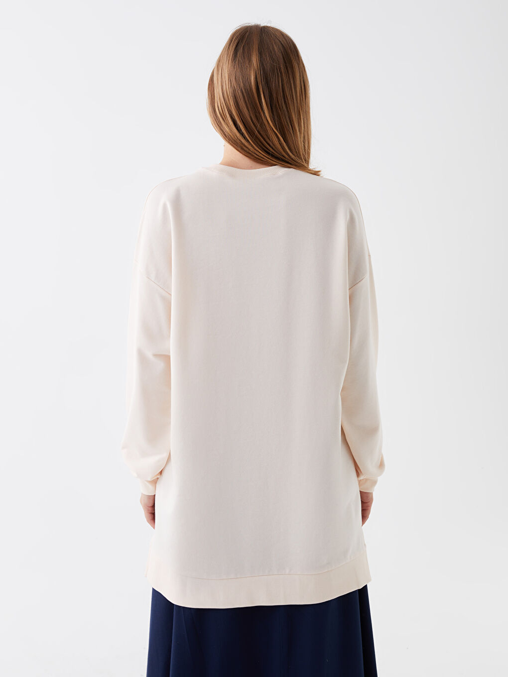 Tunique Sweatshirt Oversize à Manches Longues Imprimée pour Femmes avec Col Rond-4