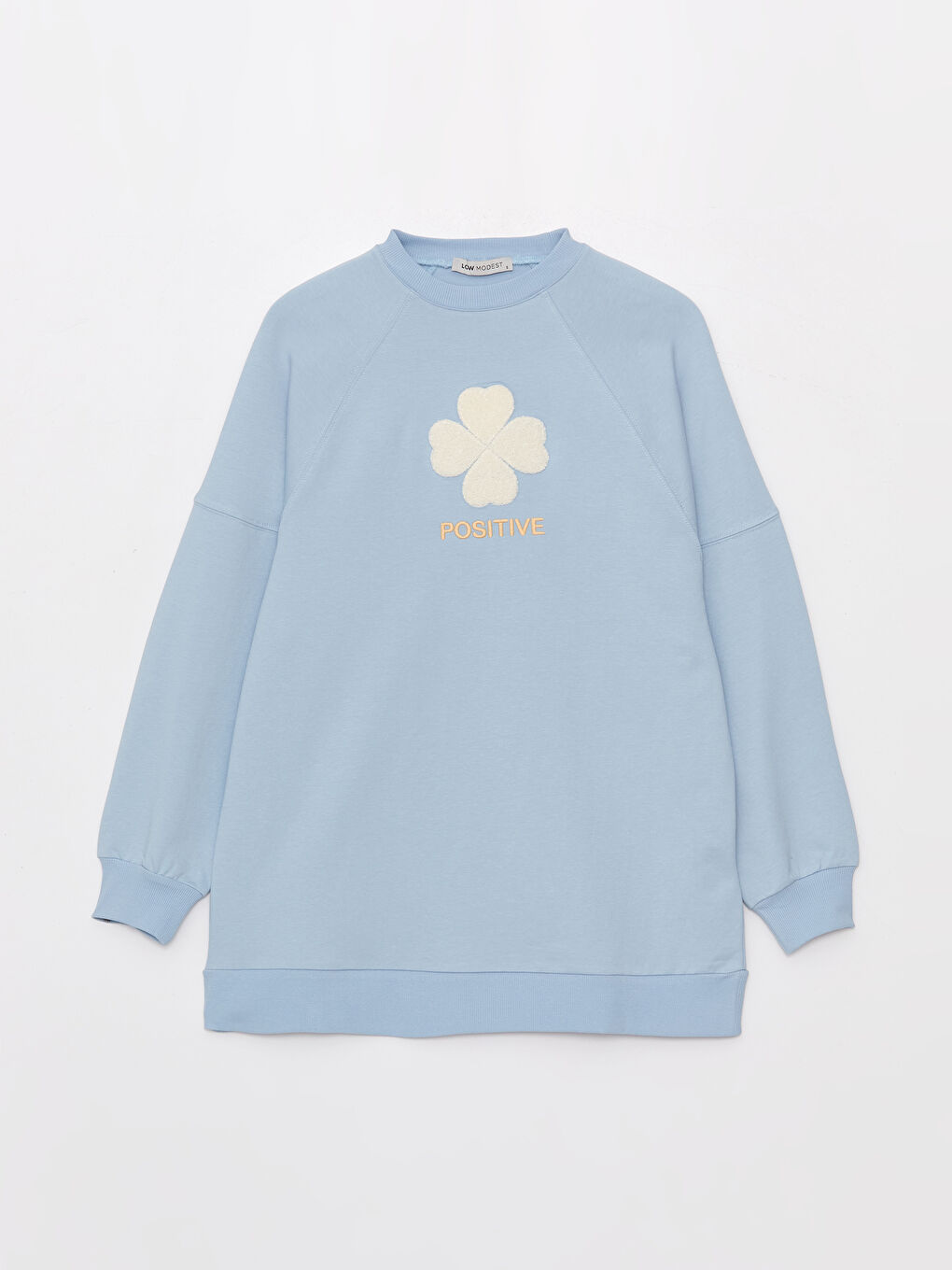 Bisiklet Yaka Nakışlı Uzun Kollu Oversize Kadın Sweatshirt Tunik-5