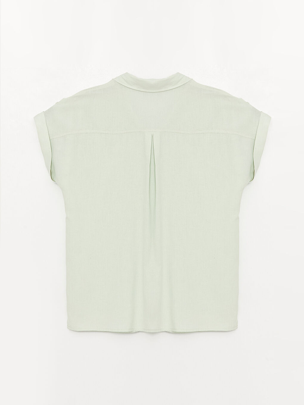 Yeşil Düz Kısa Kollu Kadın Gömlek-6