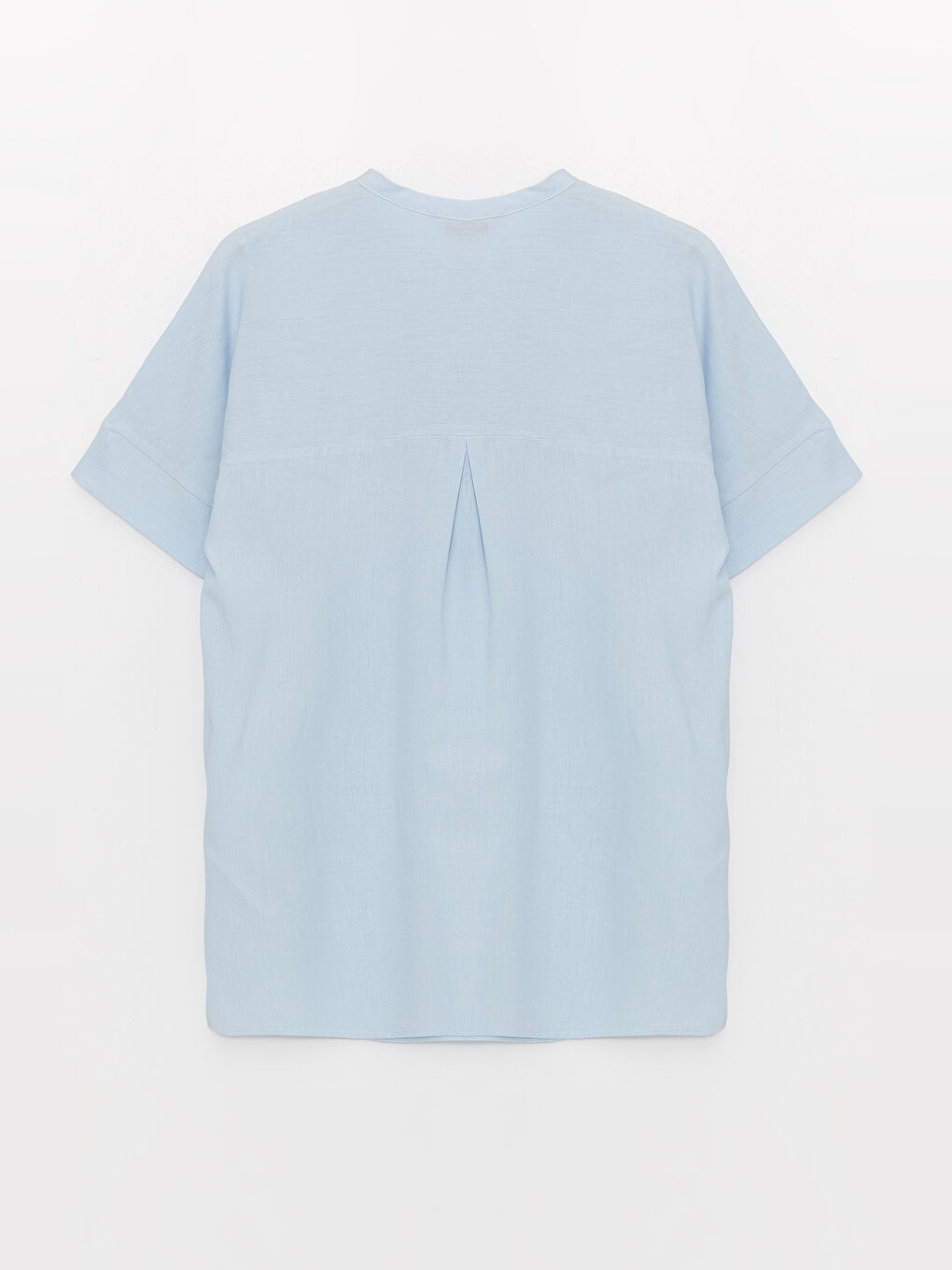 LCW Grace Tie Neck Plain Short Sleeve Linen Blend Women's Blouse -S3K489Z8-G9Q
