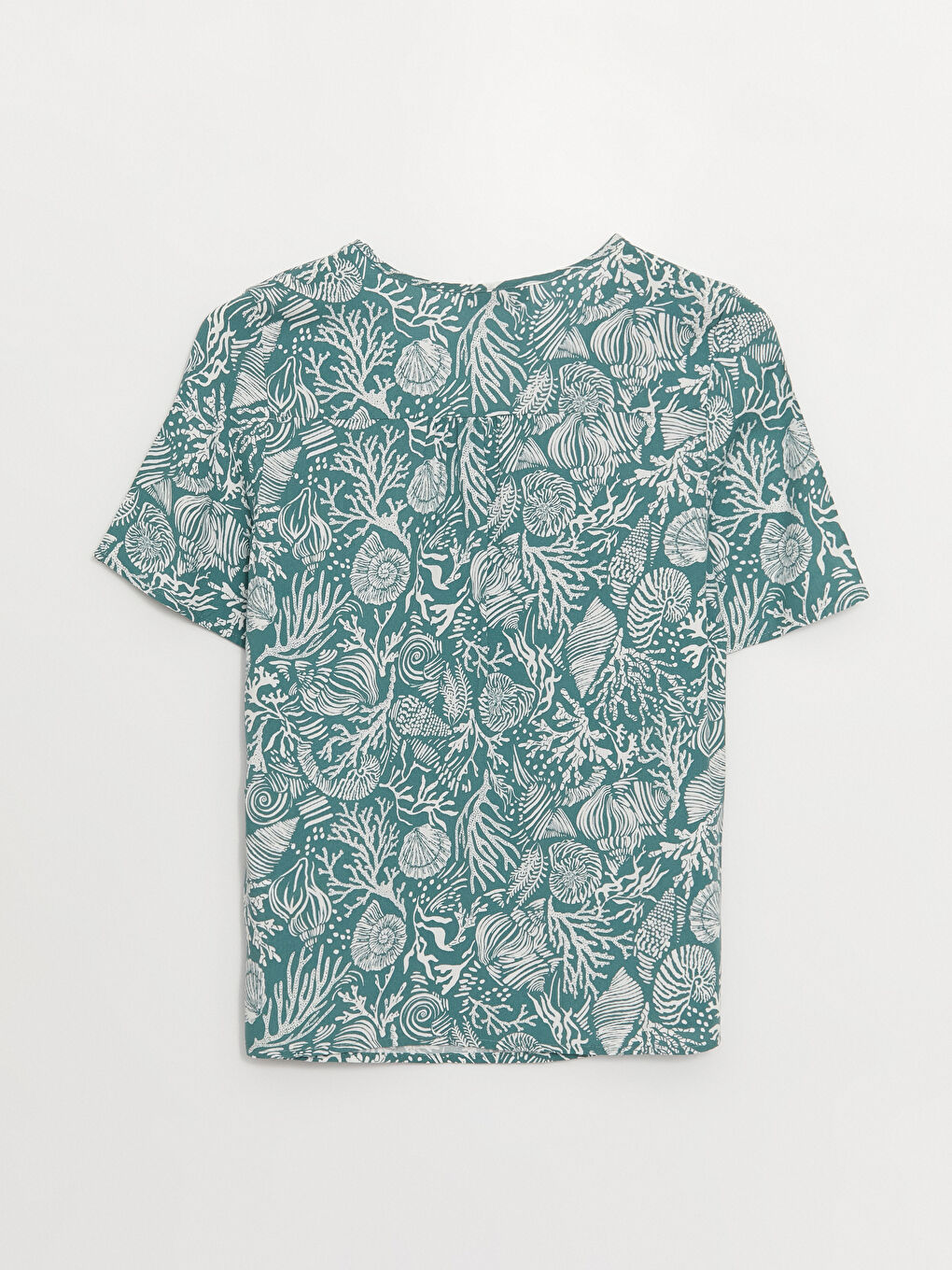 Блузка с V-образным вырезом, узором и коротким рукавом для женщин-6