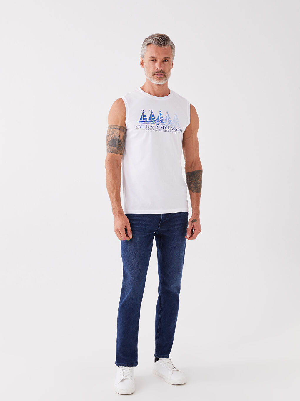 Crew Neck Printed Jersey Men's Sleeveless T-Shirt-2