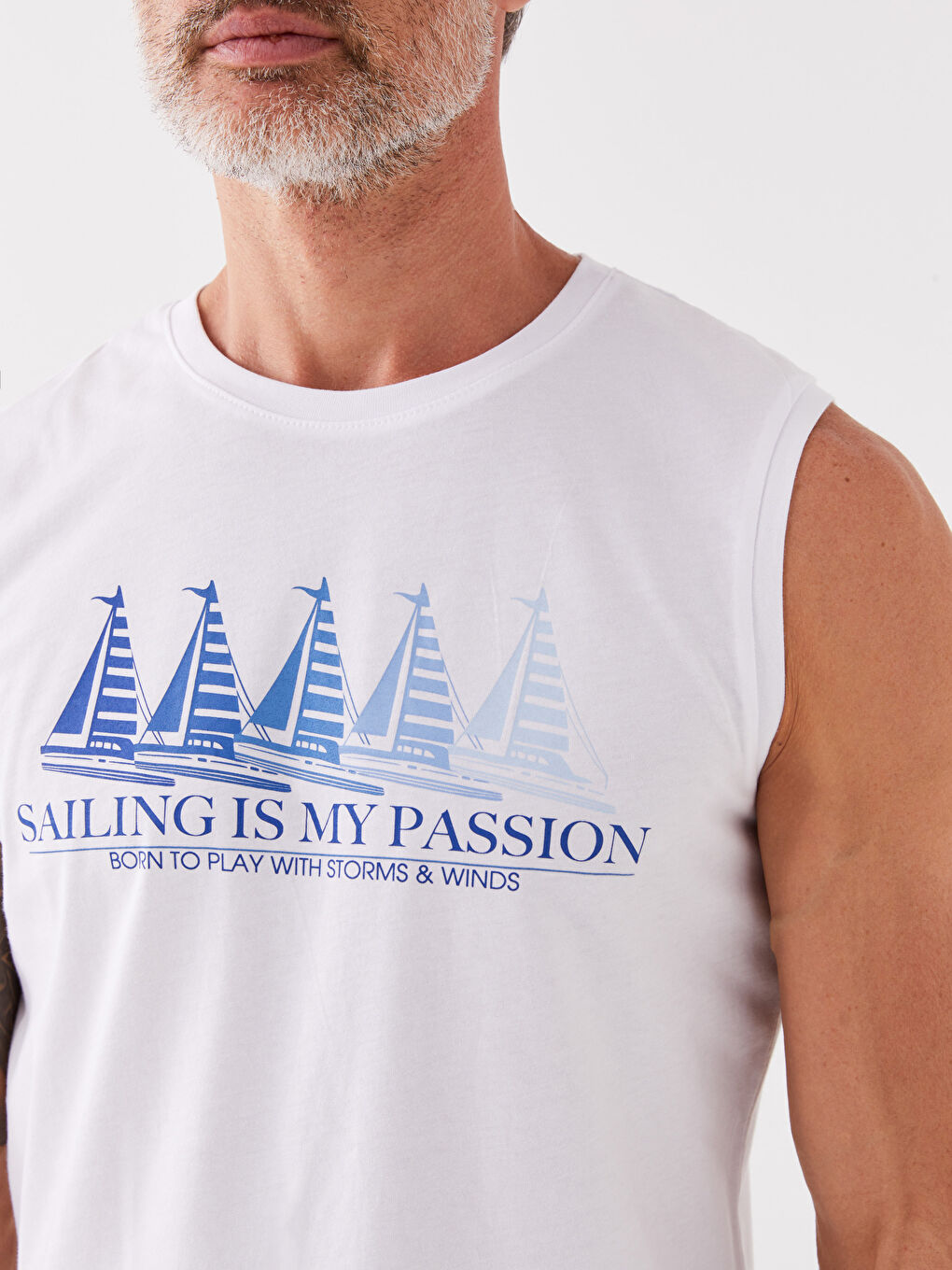 Crew Neck Printed Jersey Men's Sleeveless T-Shirt-3