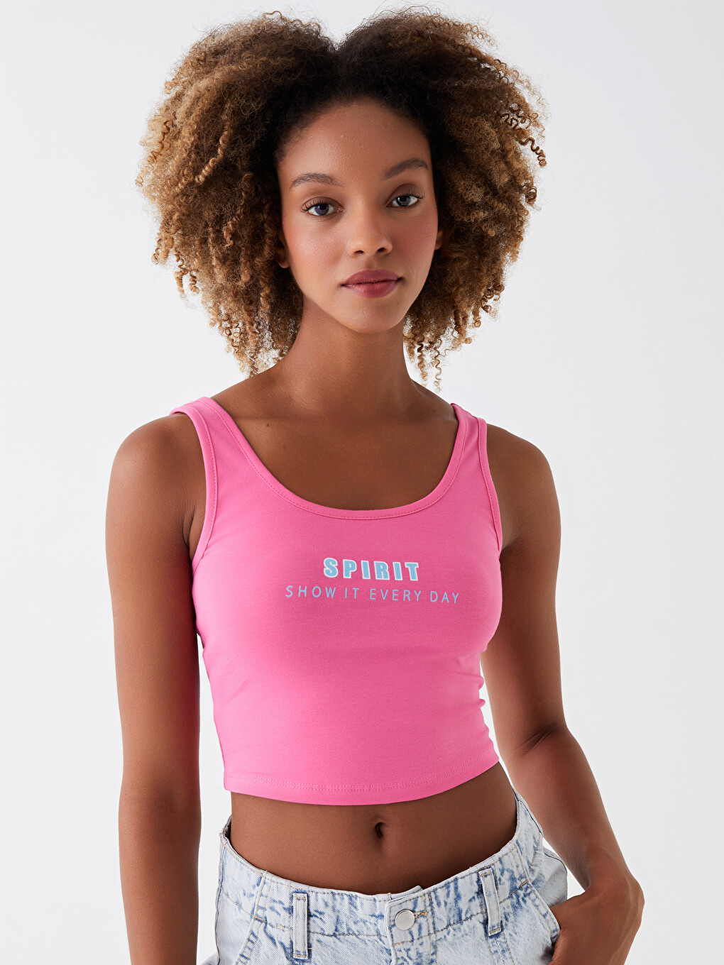 Women's U-Neck Printed Crop-1