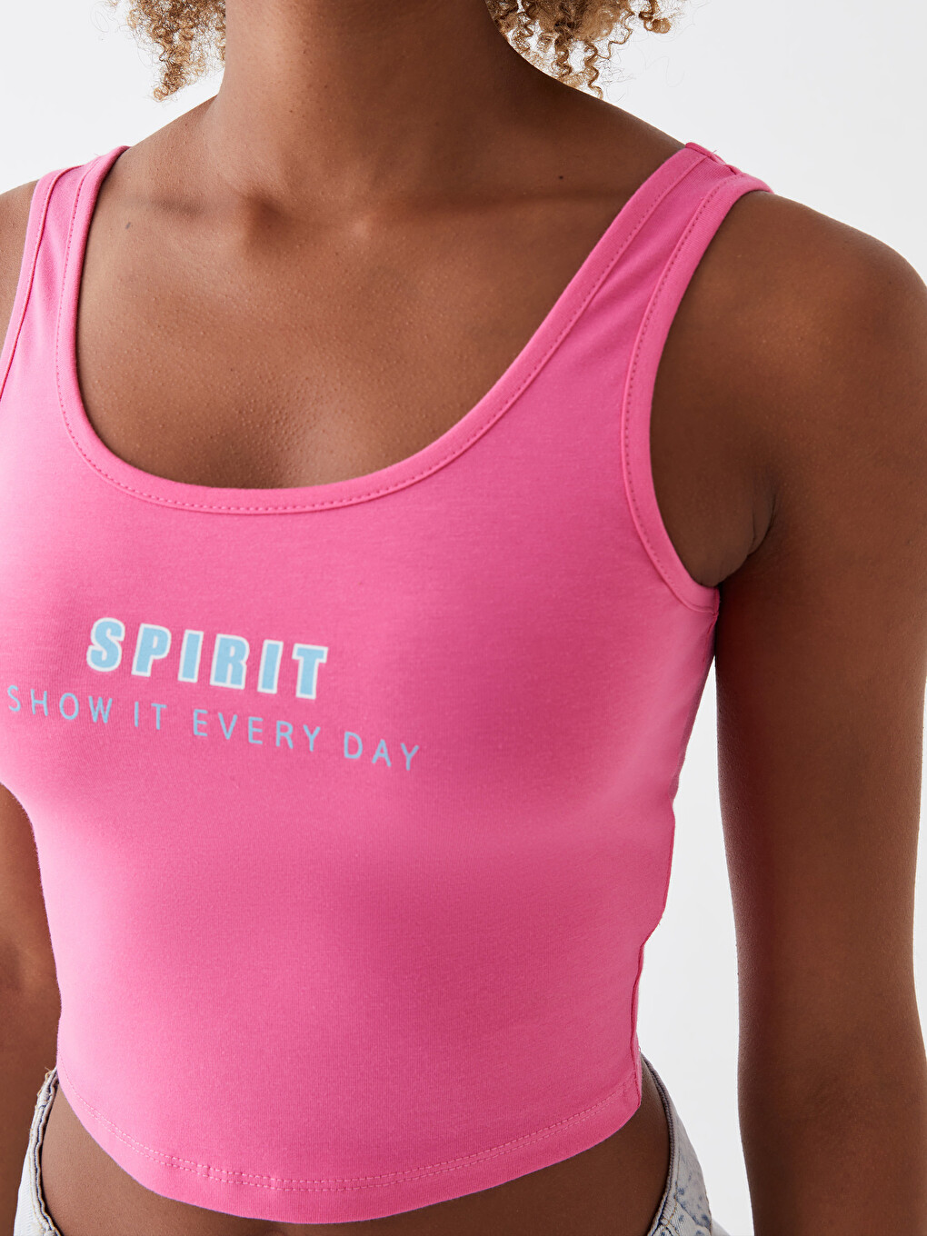 Women's U-Neck Printed Crop-3