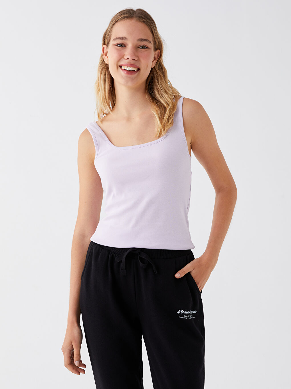 Lila Kadın Bisiklet Yaka Düz Atlet-2