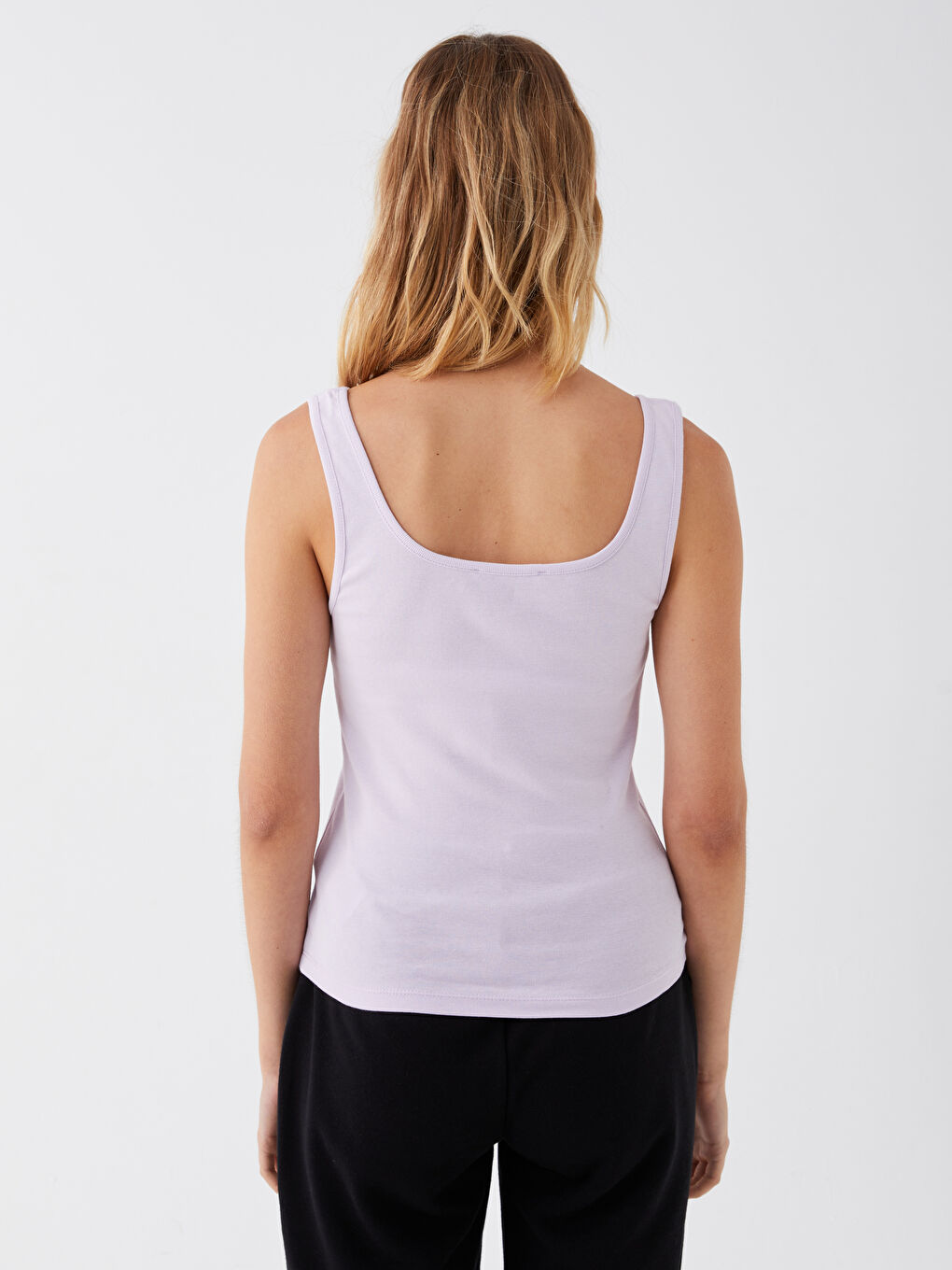 Lila Kadın Bisiklet Yaka Düz Atlet-4