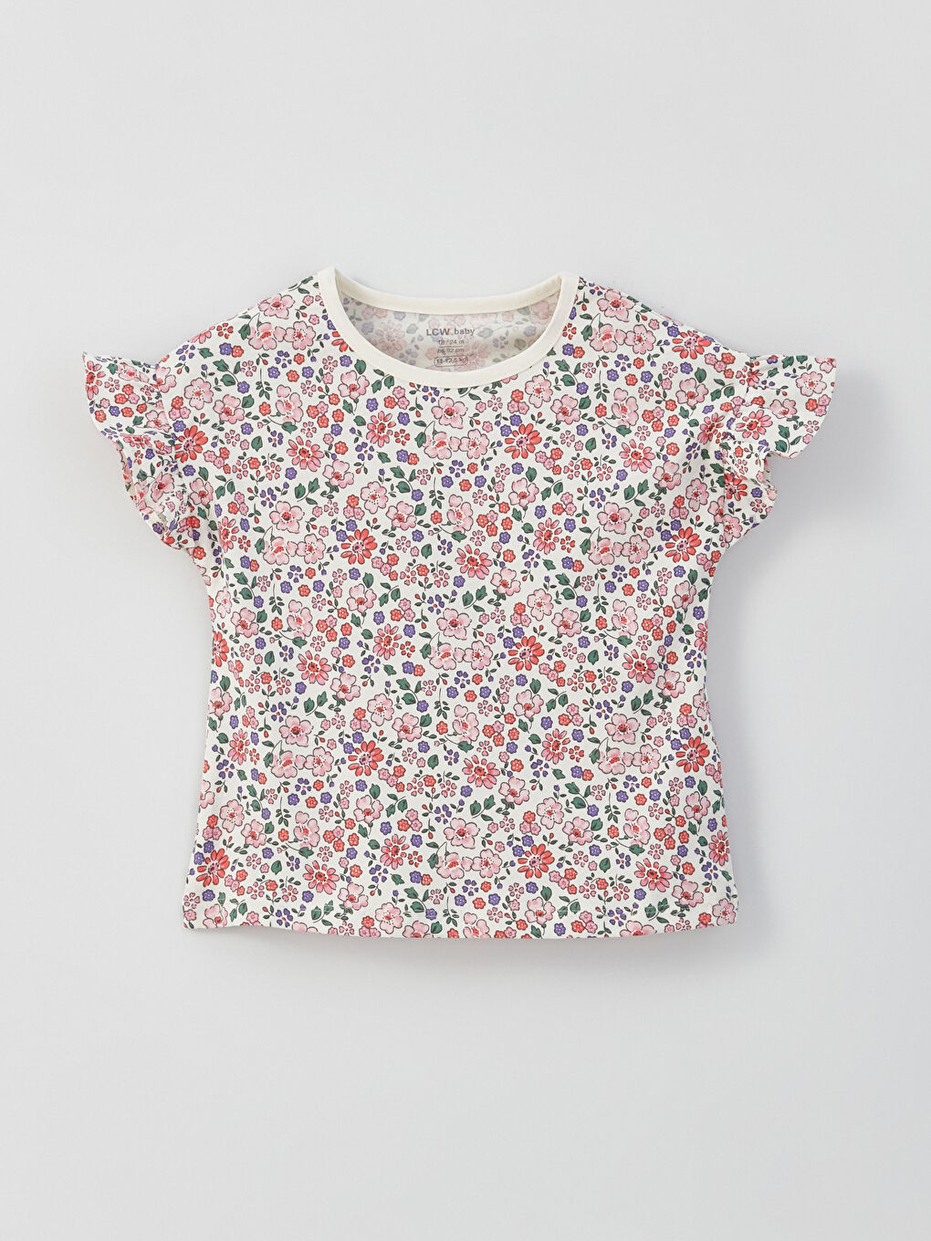 Ekru Bisiklet Yaka Kız Bebek Tişört 2'li-2