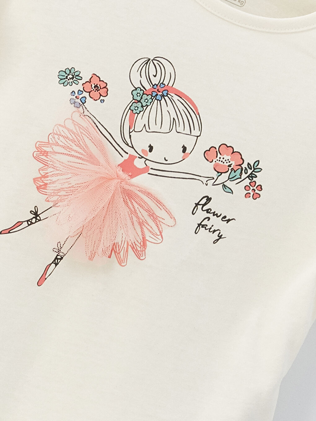 Ekru Bisiklet Yaka Kız Bebek Tişört 2'li-3