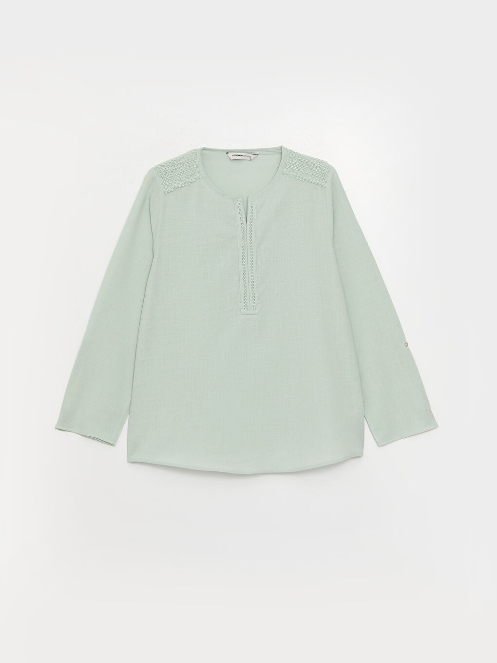 بلوزة كم طويل مطرزة بياقة بشق للسيدات-5