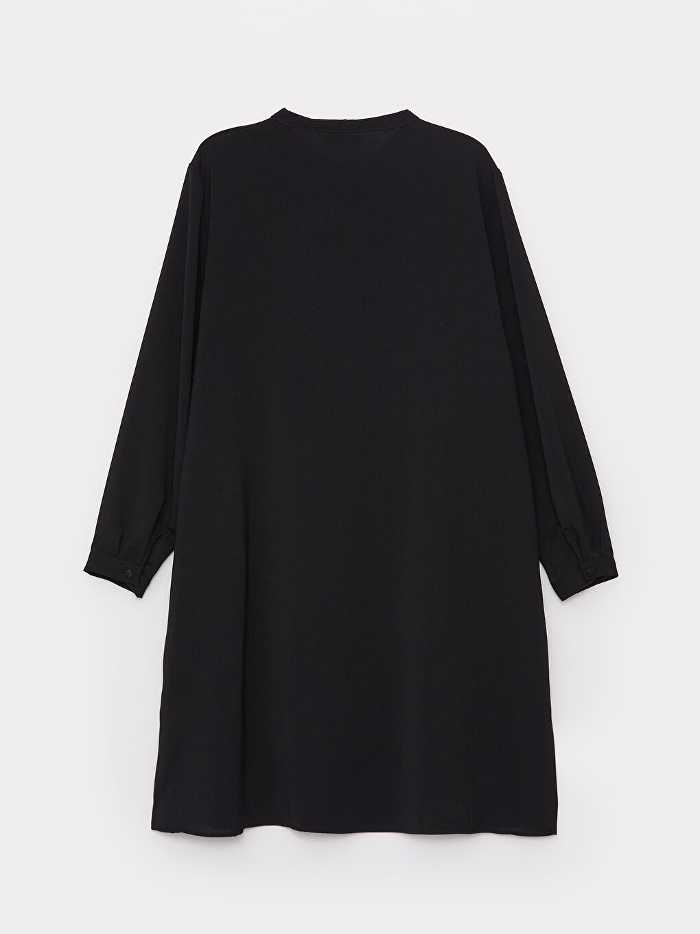 Siyah Hakim Yaka Düz Uzun Kollu Kadın Tunik-6