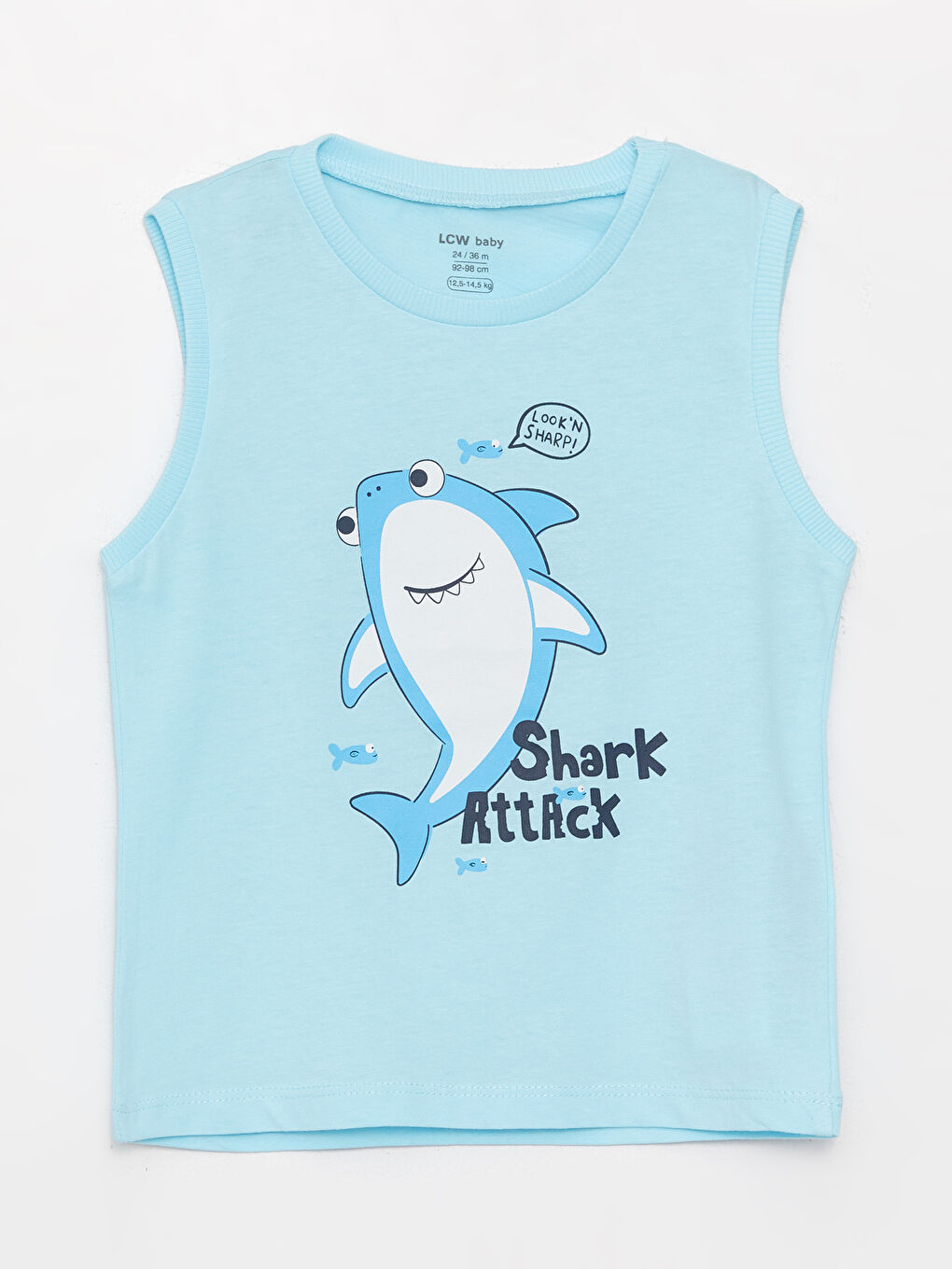 Mavi Bisiklet Yaka Baskılı Erkek Bebek Atlet