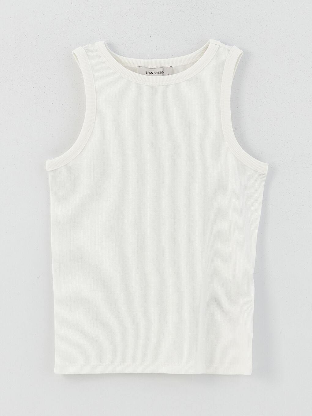 Beyaz Kadın Bisiklet Yaka Düz Atlet-5