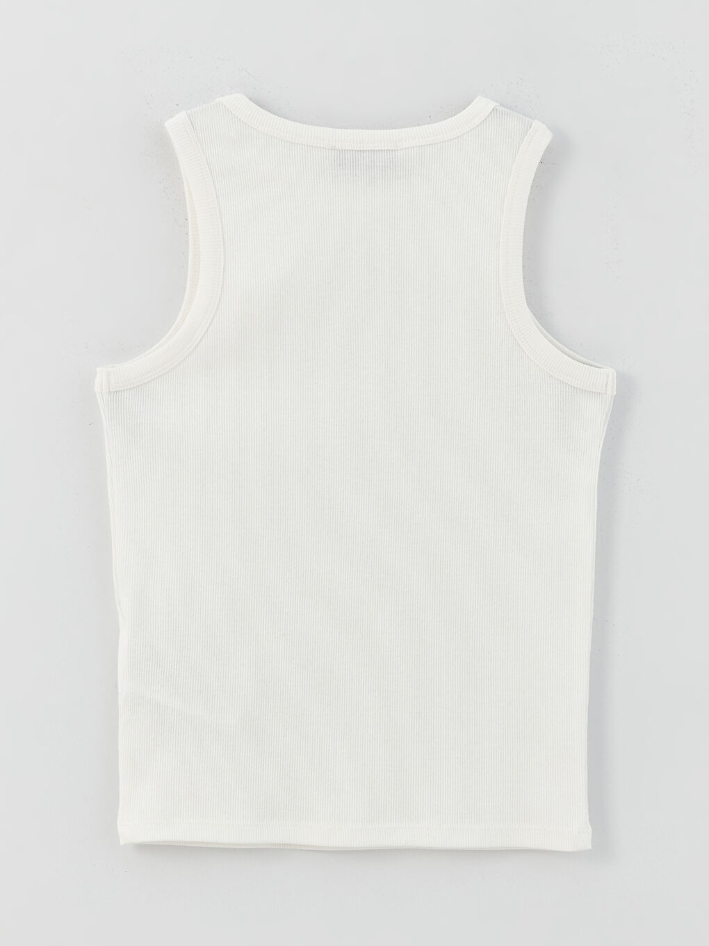 Beyaz Kadın Bisiklet Yaka Düz Atlet-6