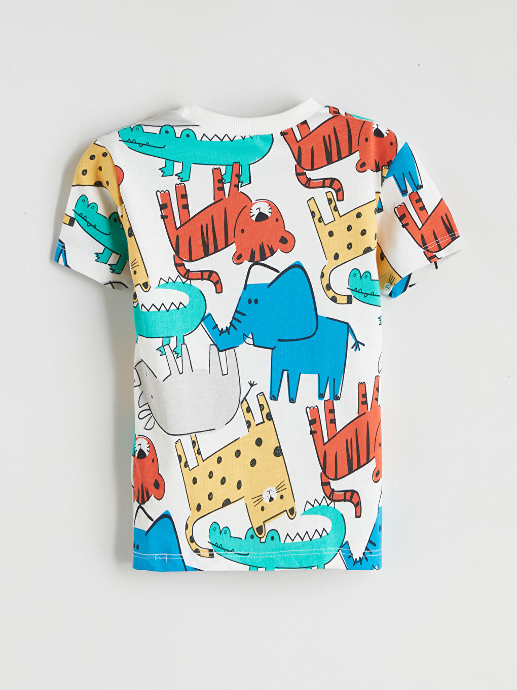 Ekru Bisiklet Yaka Baskılı Erkek Çocuk Tişört-1