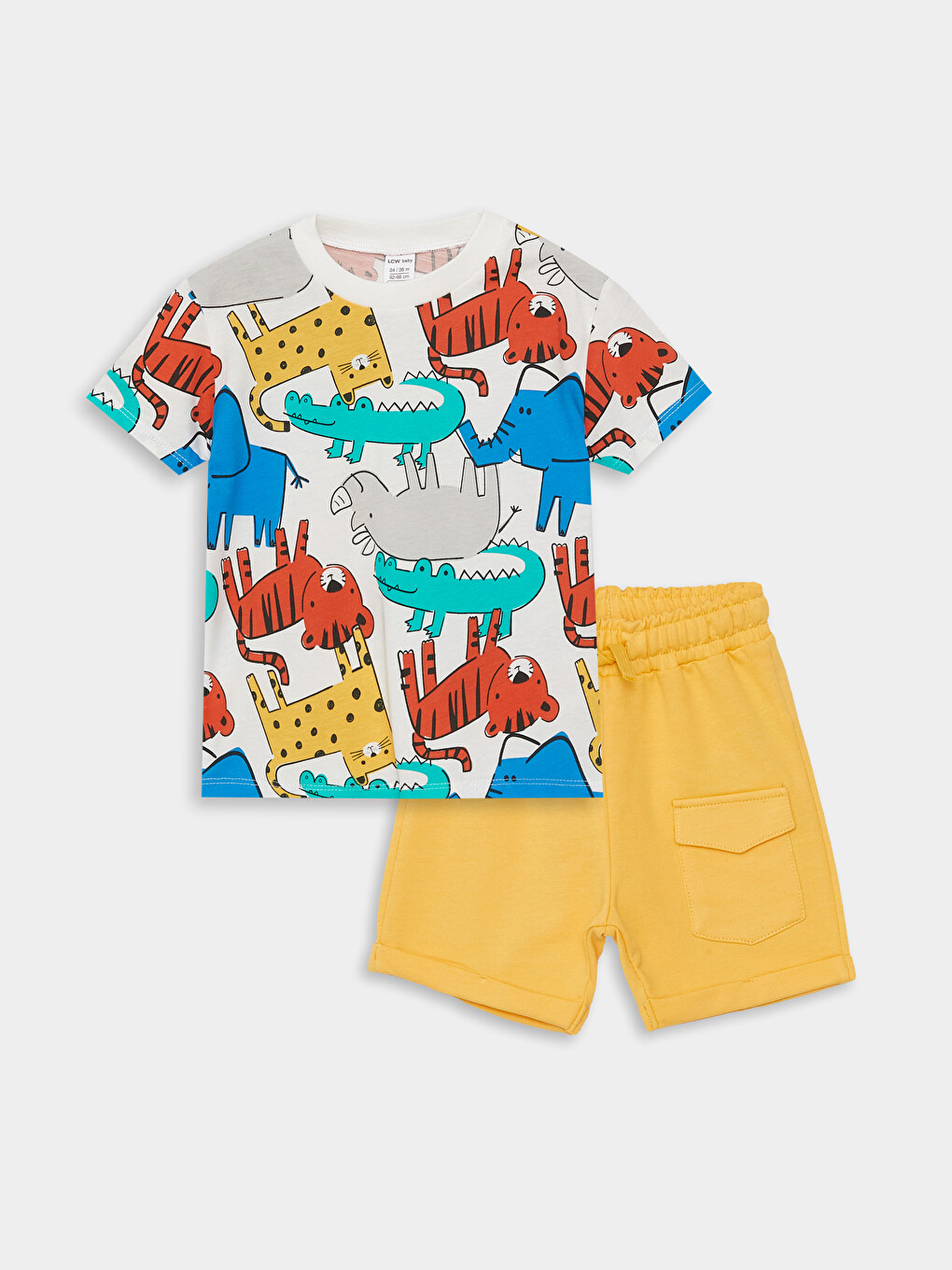 Crew Neck Printed Baby Boys' T-Shirt and Shorts 2 Pack Set