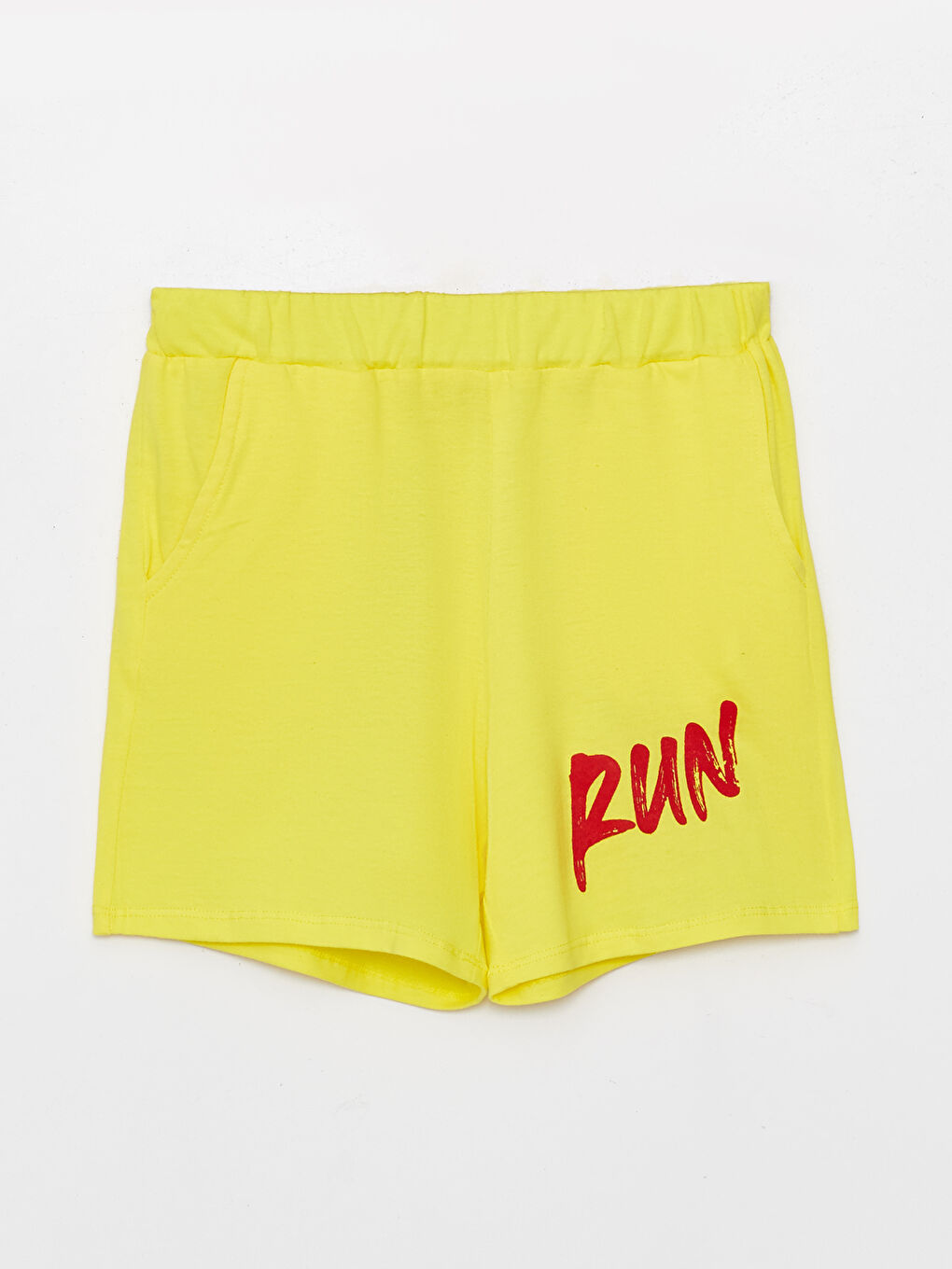 Sarı Bisiklet Yaka Baskılı Kız Bebek Tişört ve Şort 2'li Takım-2