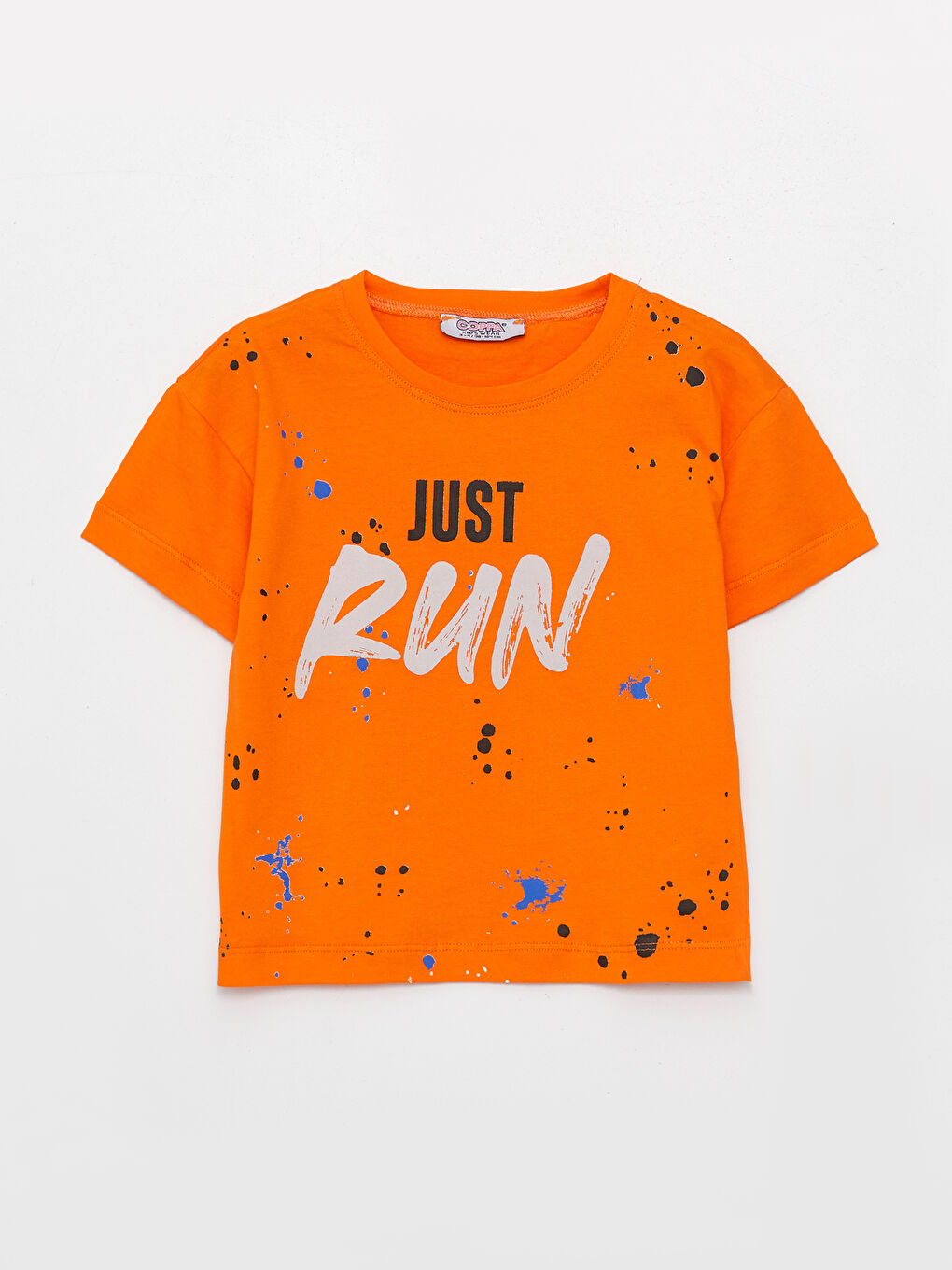 Turuncu Bisiklet Yaka Baskılı Kız Bebek Tişört ve Şort 2'li Takım-1