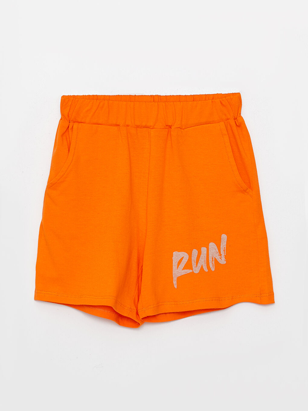 Turuncu Bisiklet Yaka Baskılı Kız Bebek Tişört ve Şort 2'li Takım-2