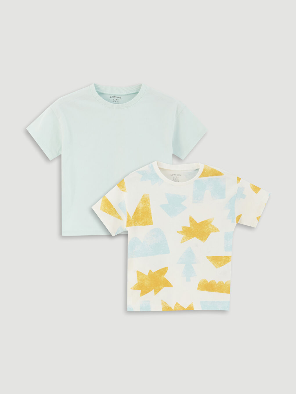 Tricou Bebeluși Băieți Guler Rotund Mânecă Scurtă Imprimat 2 Bucăți