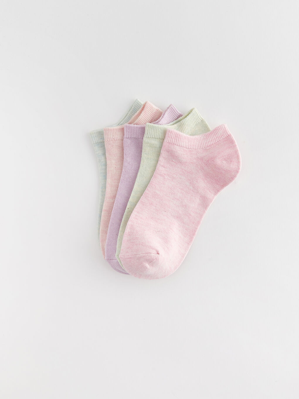 Pembe Kadın Düz Patik Çorap 5'li-1
