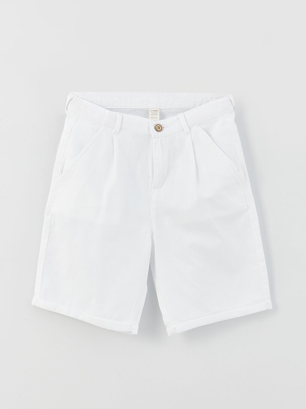 Beyaz Rahat Kalıp Keten Karışımlı Erkek Çocuk Şort-2