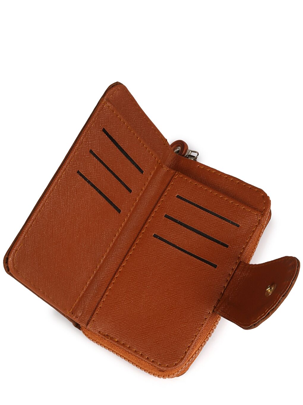 Kahverengi Etiket Baskılı Kadın Cüzdan-2