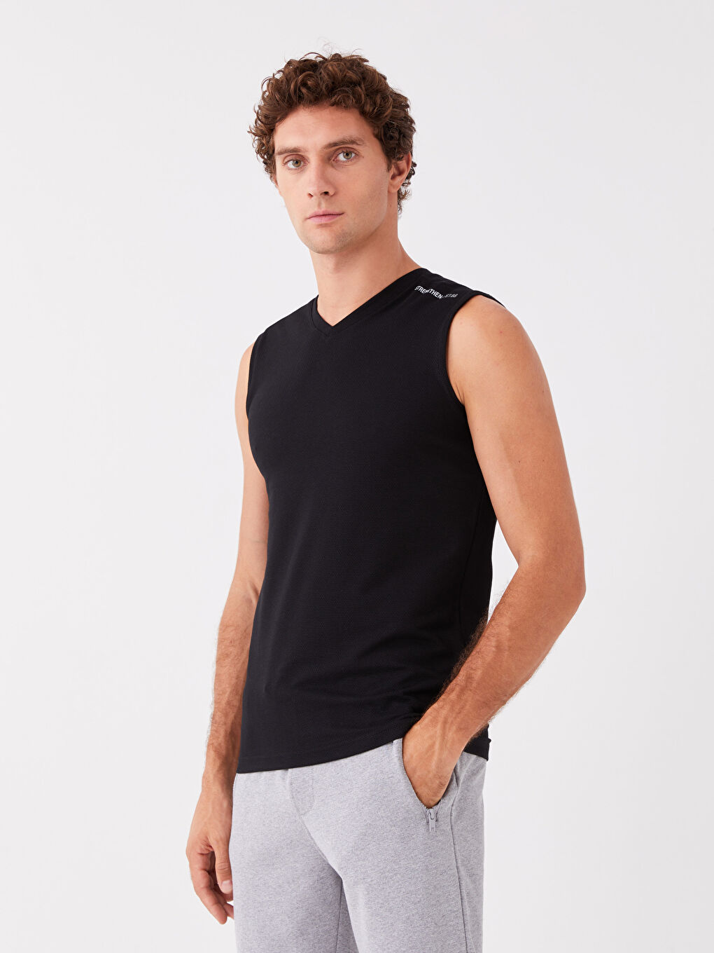 V Neck Printed Men's Sleeveless T-Shirt