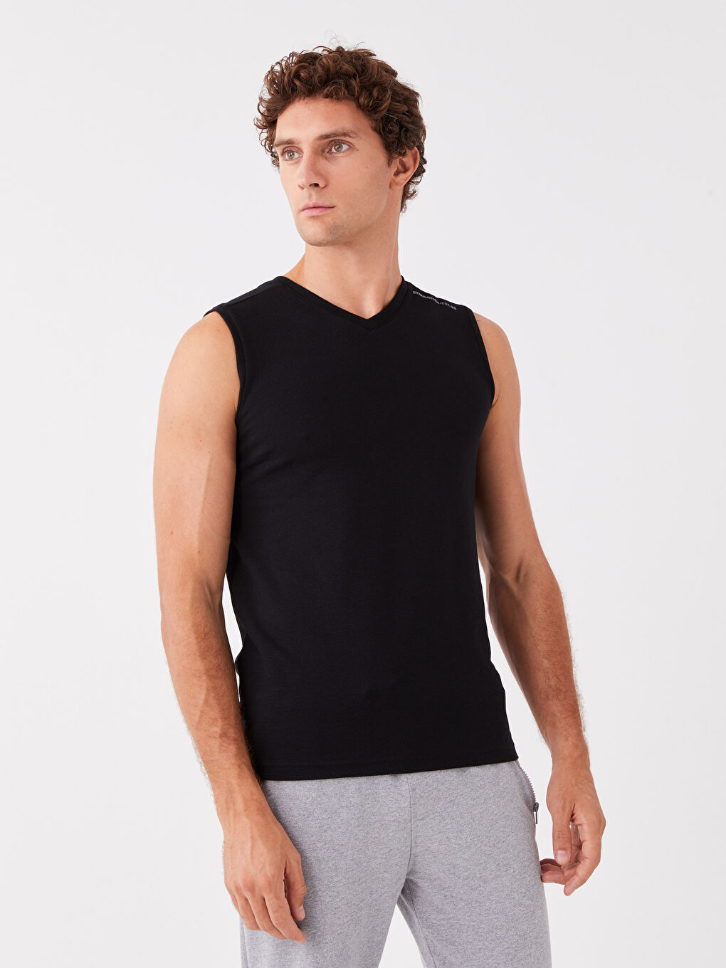 V Neck Printed Men's Sleeveless T-Shirt-1