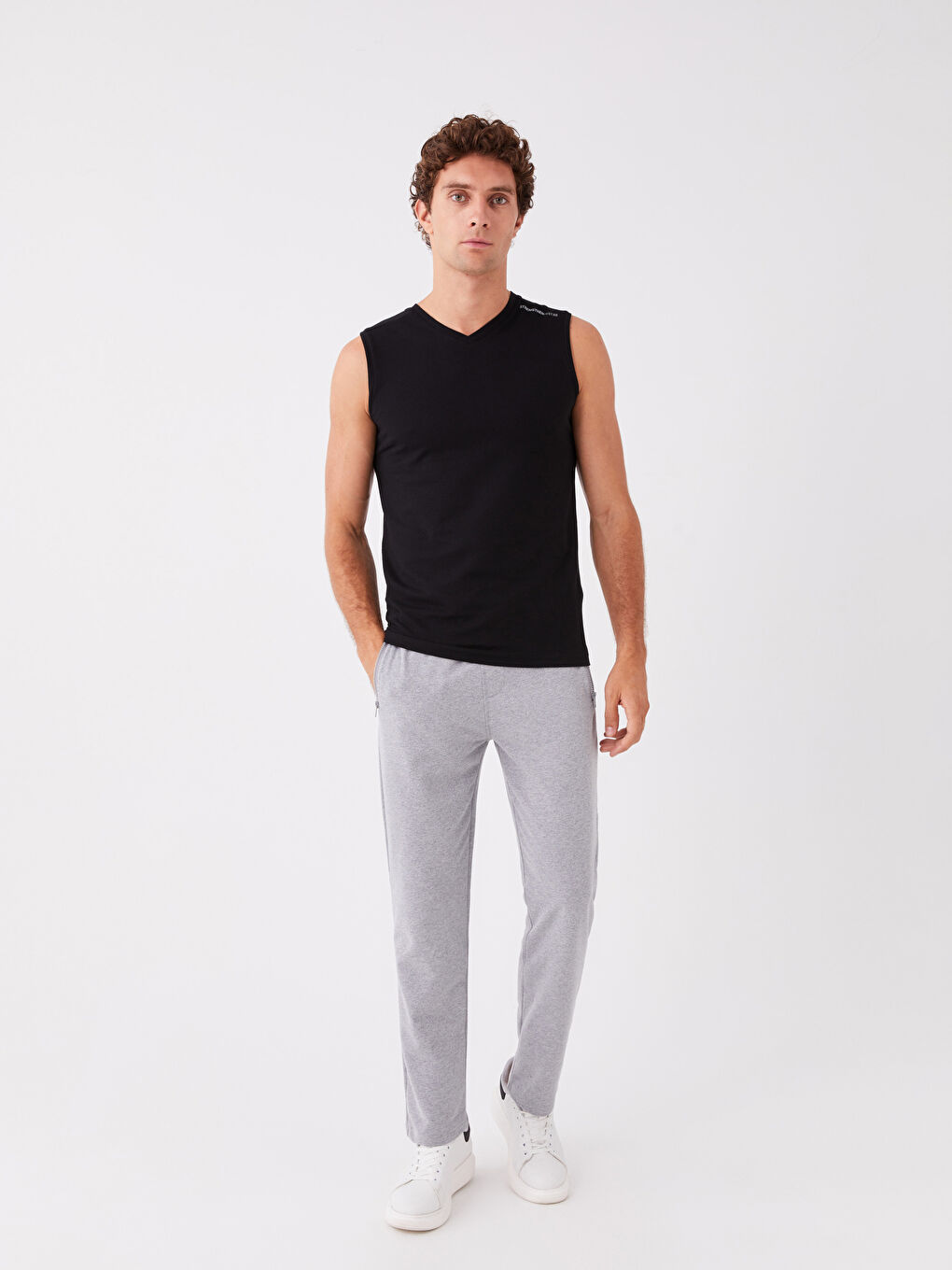 V Neck Printed Men's Sleeveless T-Shirt-2