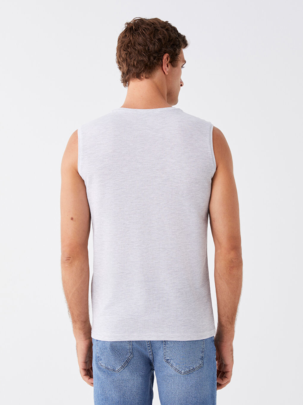 Tricou fără mâneci imprimat cu decolteu în V pentru bărbați-4