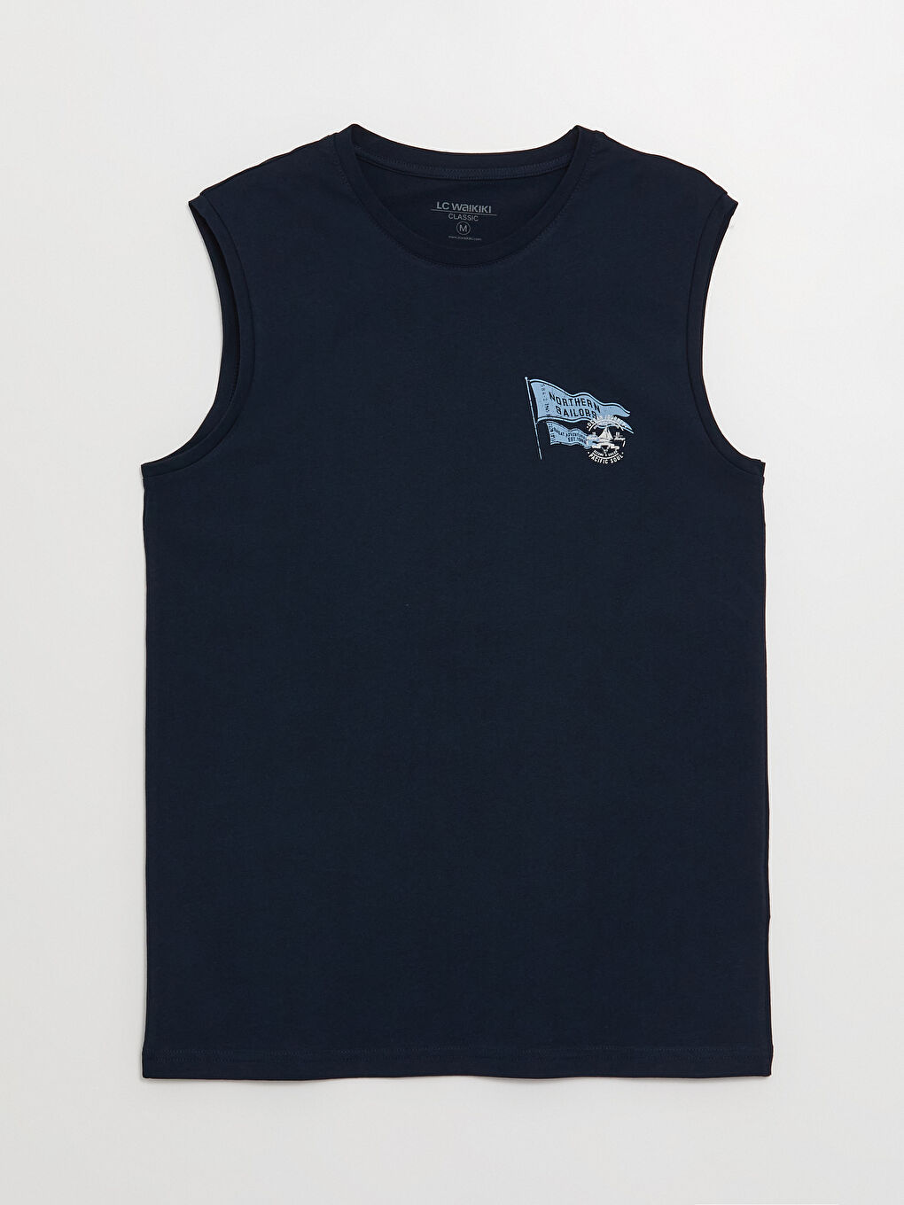 تيشيرت بدون أكمام مطبوع بياقة دائرية جيرسي للرجال-5