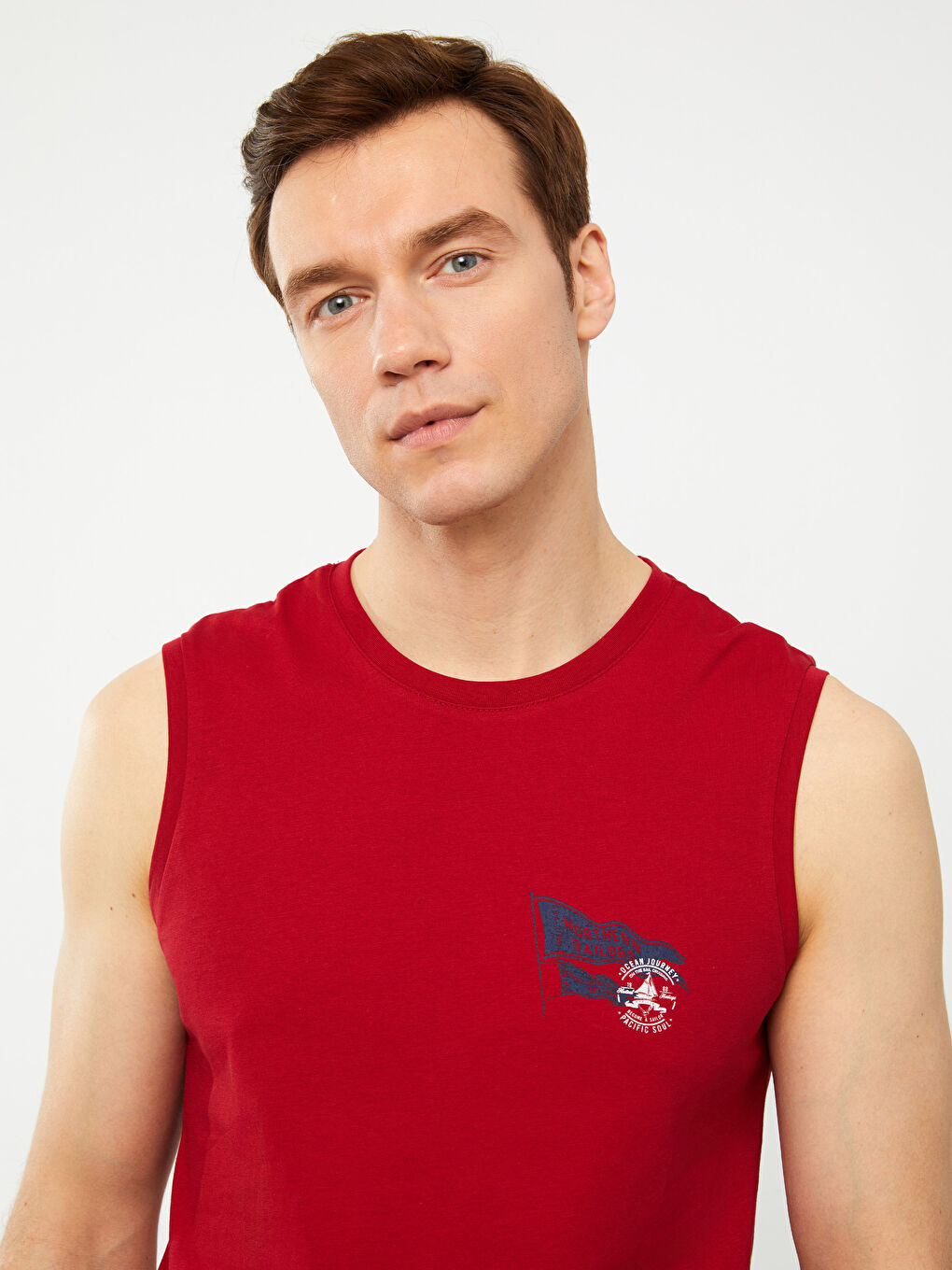 LCWAIKIKI Classic Crew Neck Printed Jersey Men's Sleeveless T-Shirt -S3K645Z8-HKD