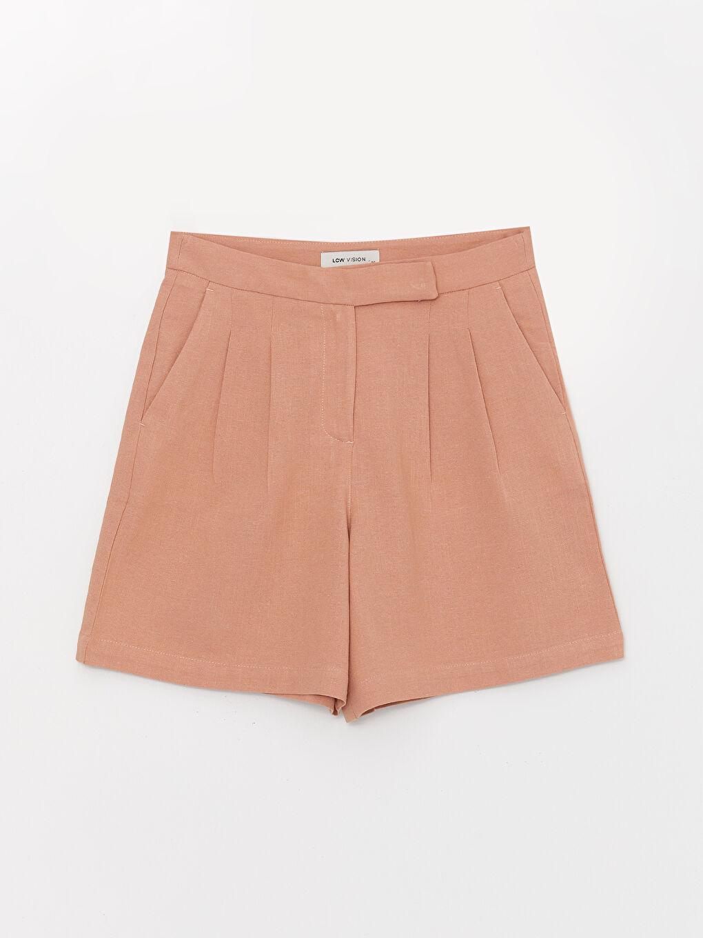 Loose Fit Plain Linen Blend Women's Shorts-4