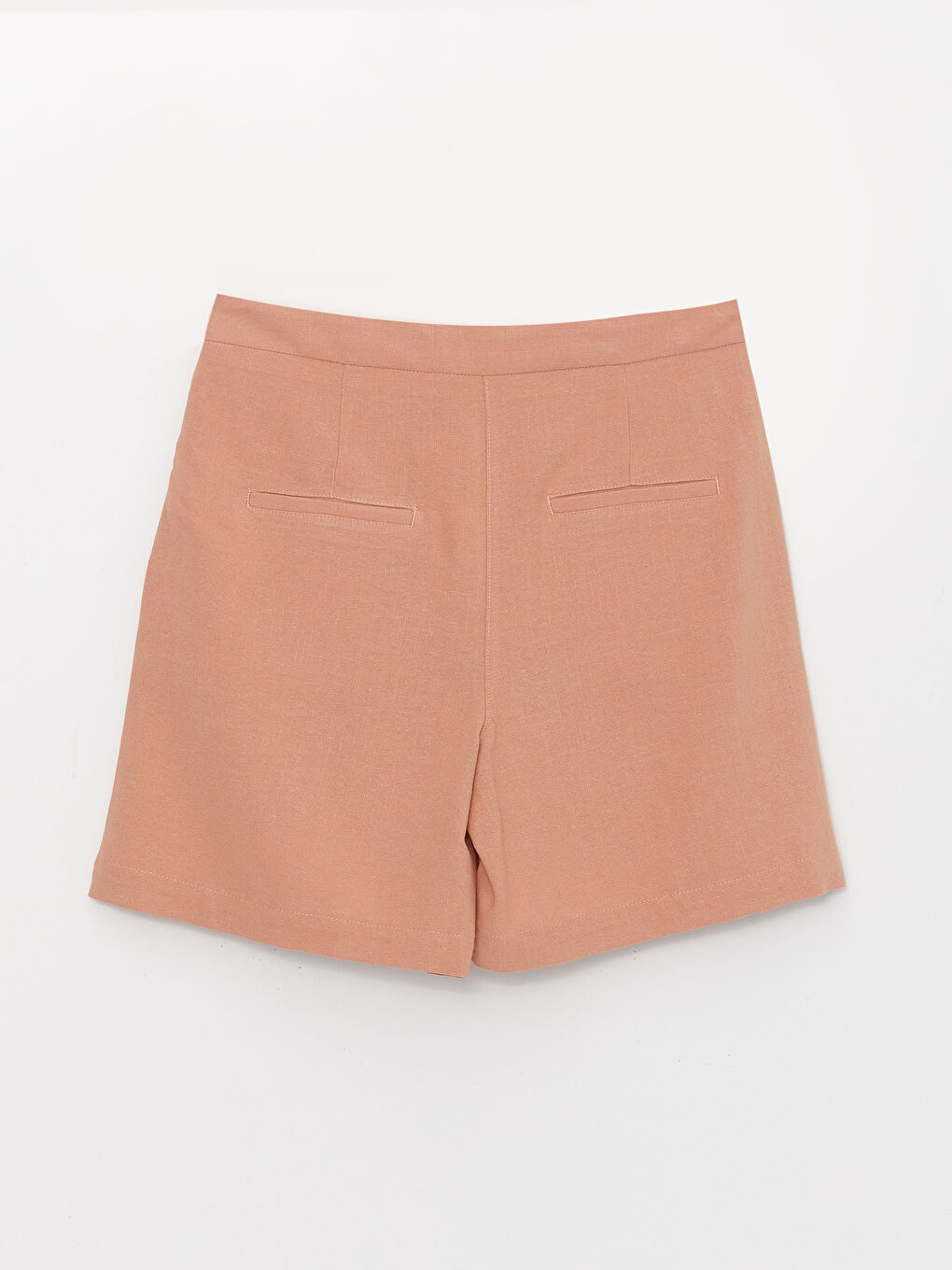 Loose Fit Plain Linen Blend Women's Shorts-5