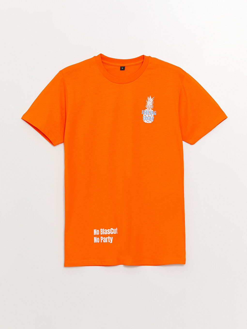 Turuncu Bisiklet Yaka Kısa Kollu Baskılı Penye Erkek Tişört-5