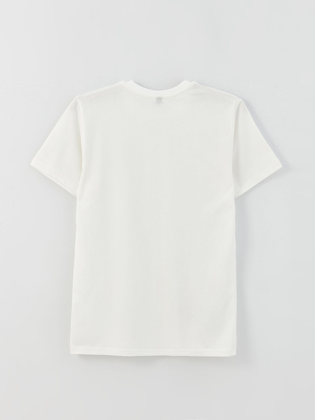 Beyaz Bisiklet Yaka Kısa Kollu Baskılı Penye Erkek Tişört-6