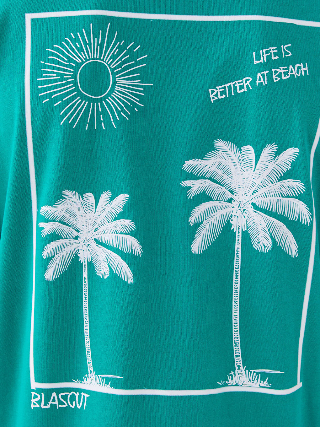 Yeşil Bisiklet Yaka Kısa Kollu Baskılı Penye Erkek Tişört-3