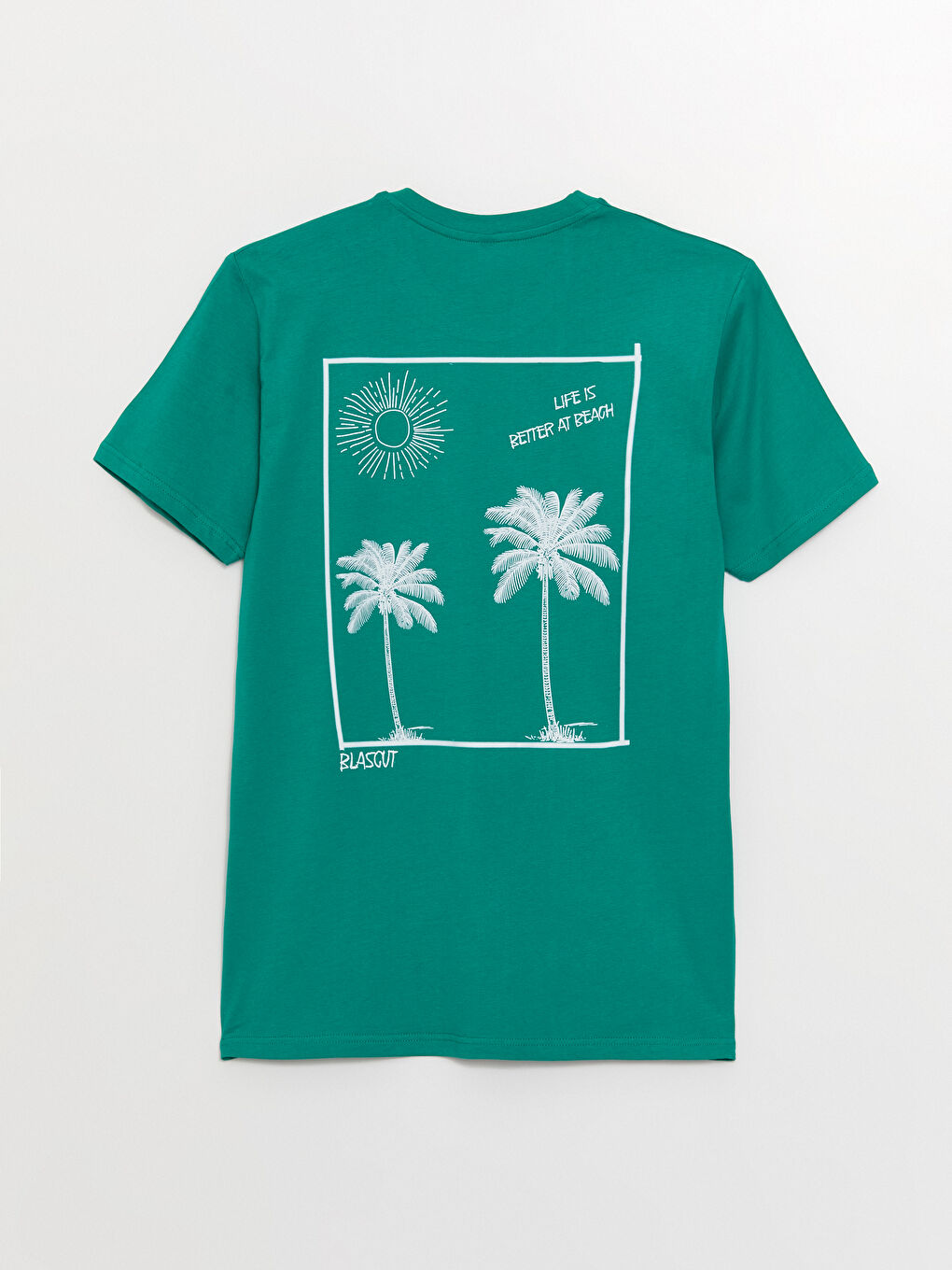 Yeşil Bisiklet Yaka Kısa Kollu Baskılı Penye Erkek Tişört-6