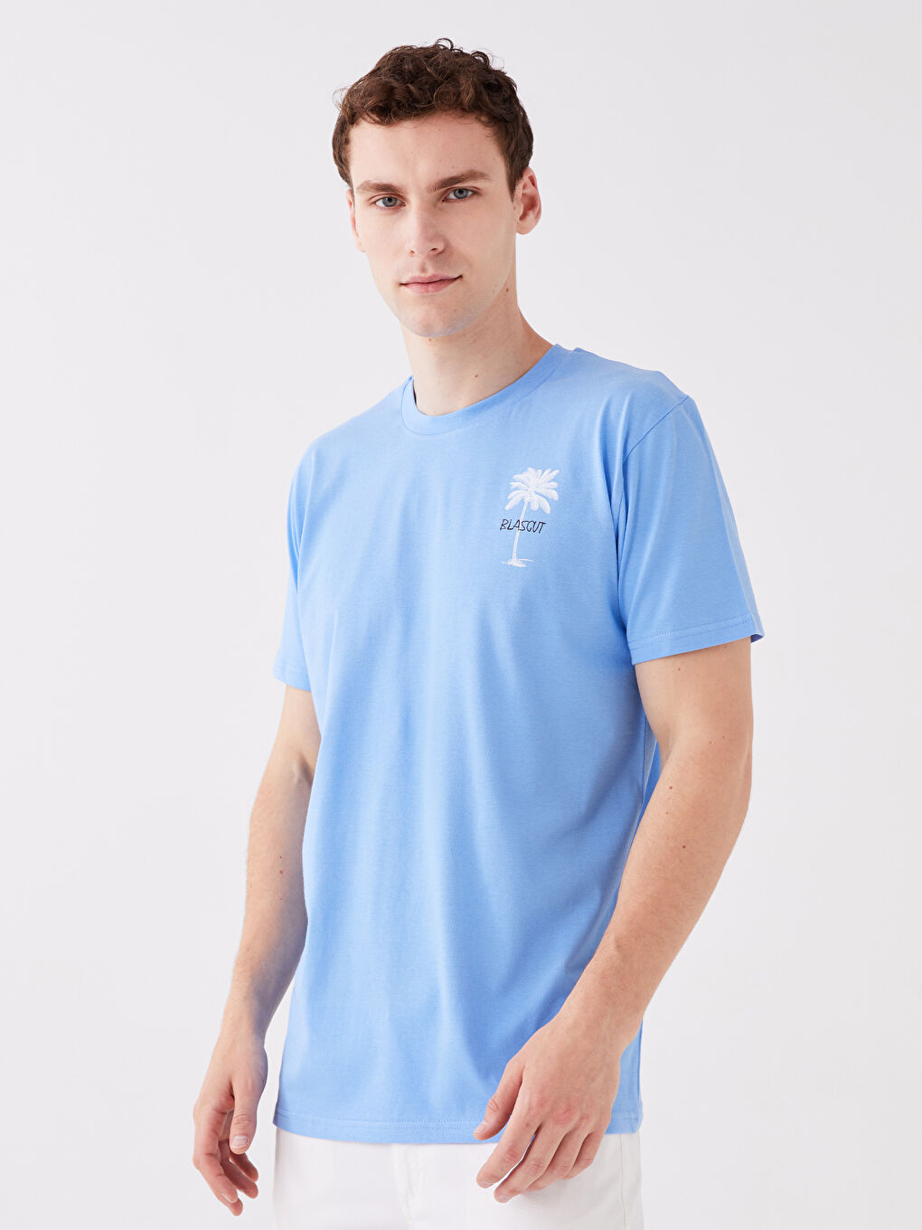 Mavi Bisiklet Yaka Kısa Kollu Baskılı Penye Erkek Tişört-1