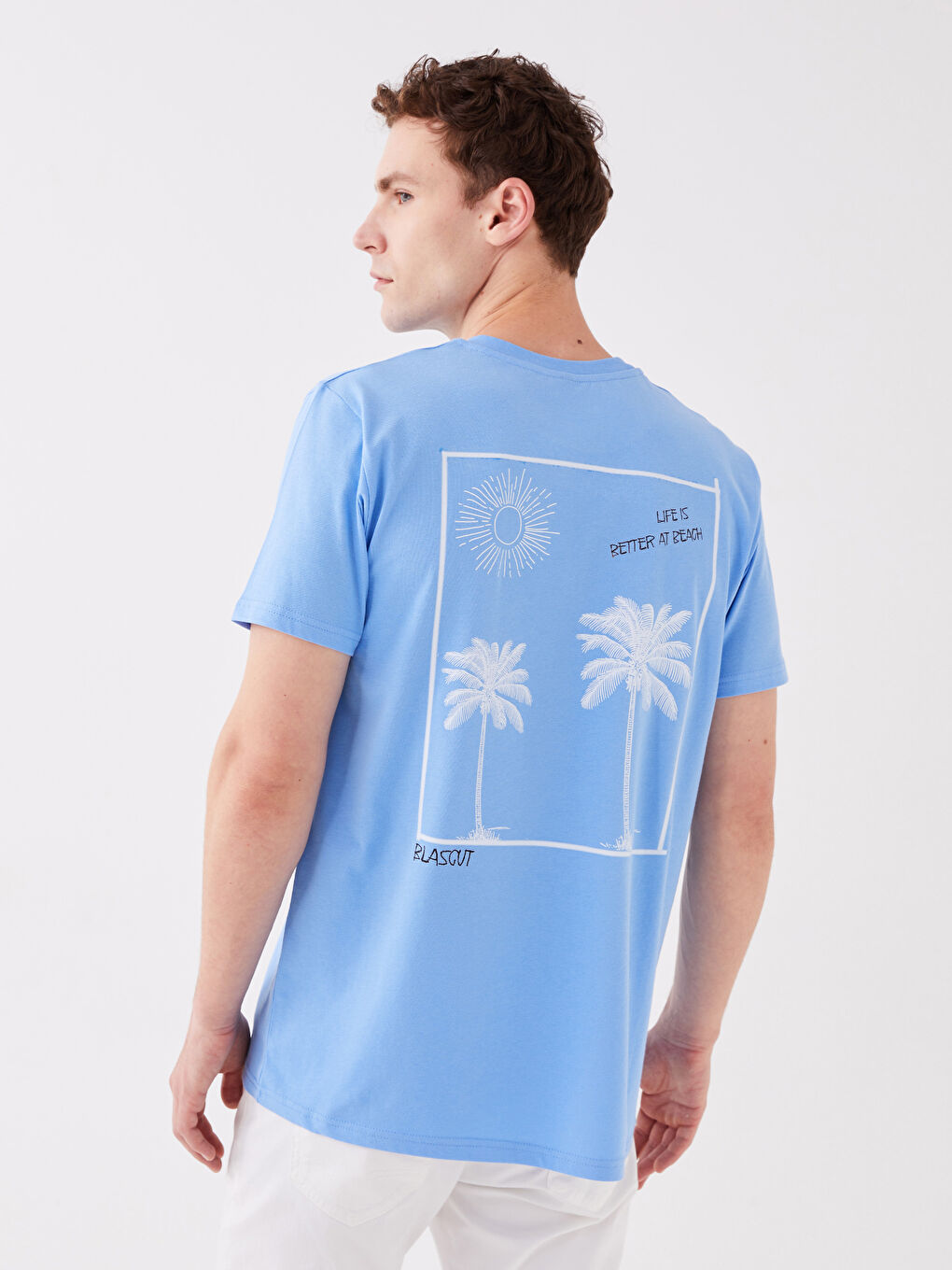 Mavi Bisiklet Yaka Kısa Kollu Baskılı Penye Erkek Tişört-4