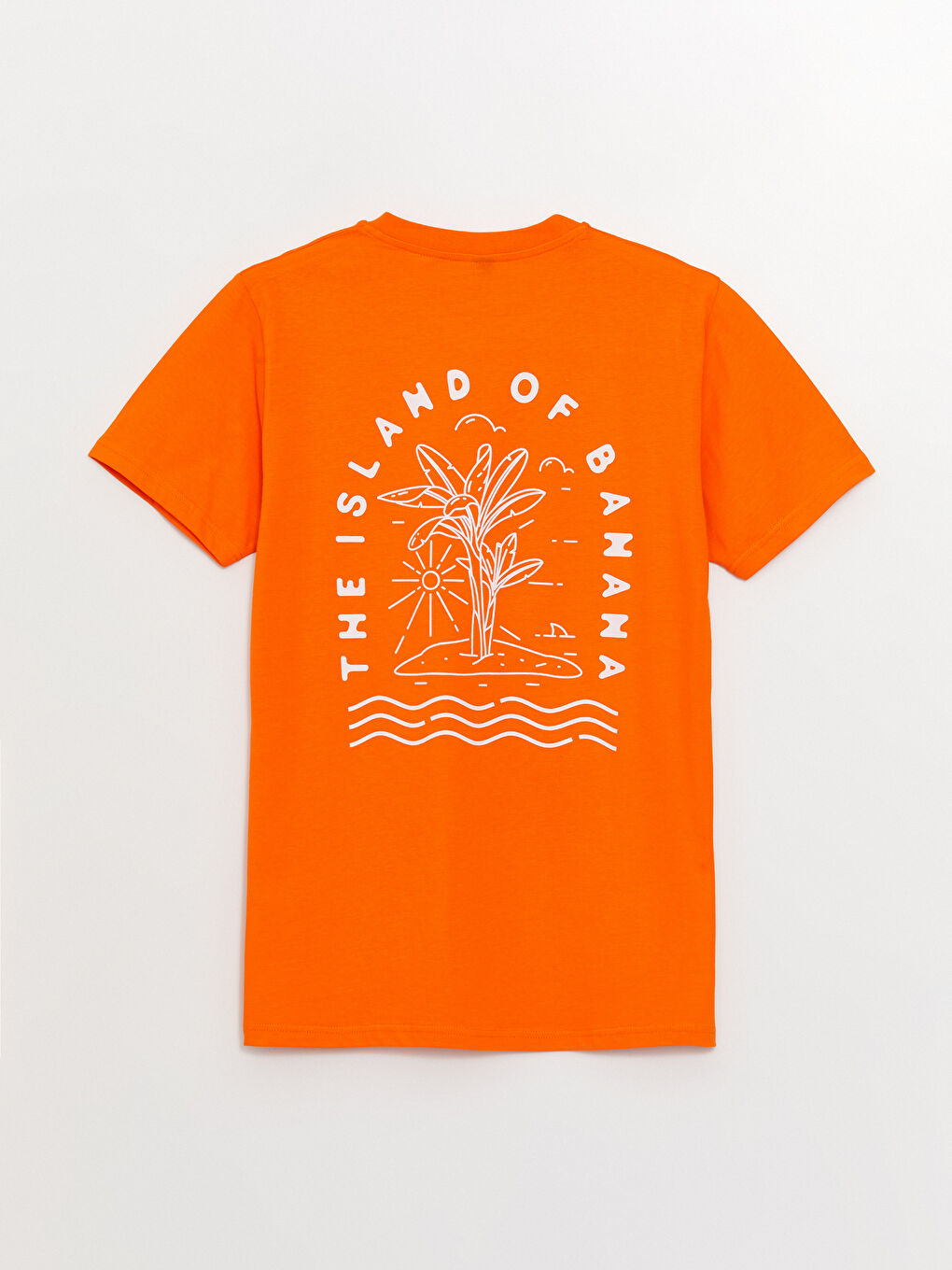 Turuncu Bisiklet Yaka Kısa Kollu Baskılı Penye Erkek Tişört-6