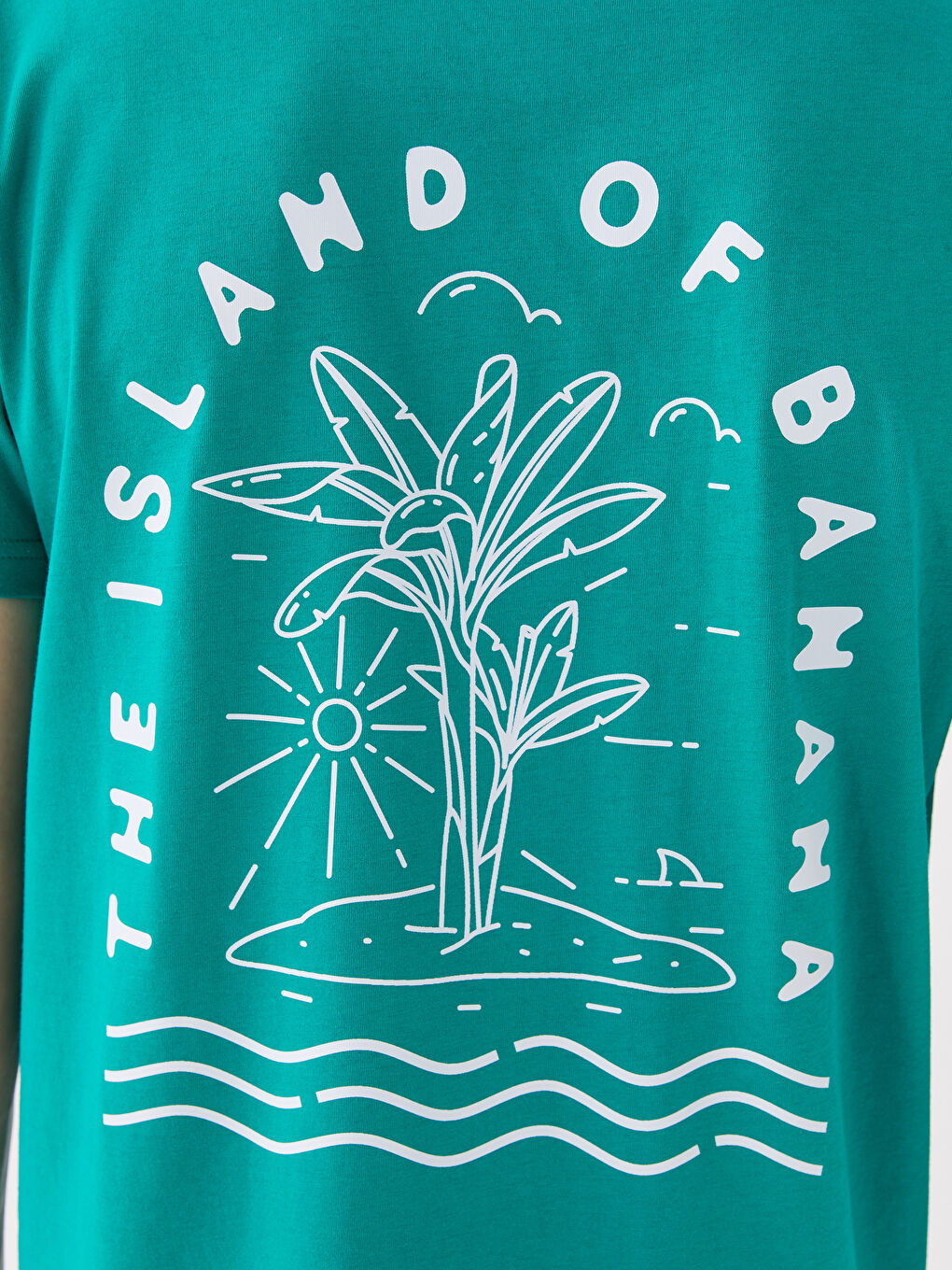 Yeşil Bisiklet Yaka Kısa Kollu Baskılı Penye Erkek Tişört-3