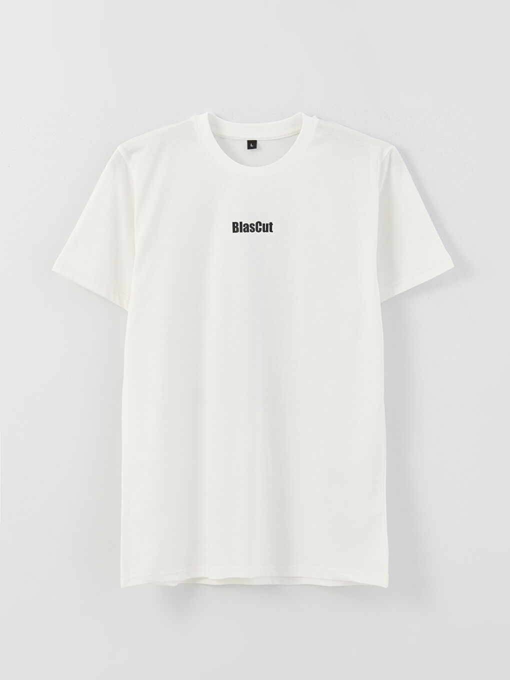 Beyaz Bisiklet Yaka Kısa Kollu Baskılı Penye Erkek Tişört-5