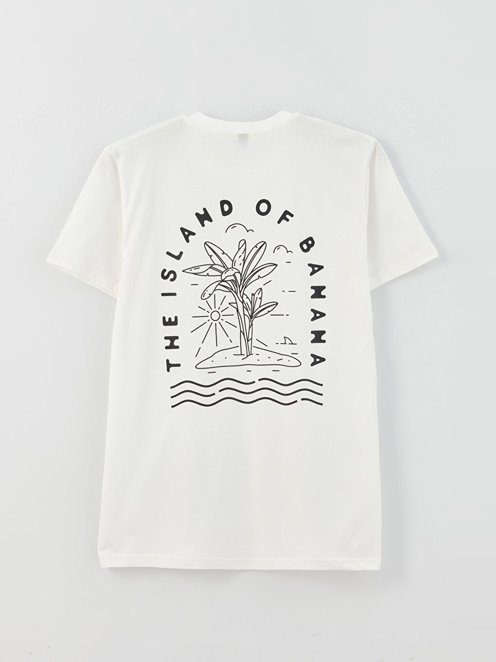 Beyaz Bisiklet Yaka Kısa Kollu Baskılı Penye Erkek Tişört-6